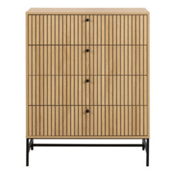 Wyld Haus Bjork Natural Oak And Black Panelled Chest Of 4 Drawers - thumbnail 3