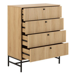 Wyld Haus Bjork Natural Oak And Black Panelled Chest Of 4 Drawers - thumbnail 5