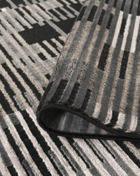 Mayfair Living Room Area Rug Metallic Sheen Contemporary Modern Matrix Design - Dark Grey 200Cm X 290Cm - thumbnail 4