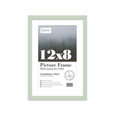 "12X8"" Mint Green Frame With Mount For 10X6"" Pictures 20mm Thin Edge Portrait And Landscape Display With Wall Hooks And Kickstand" - image 1