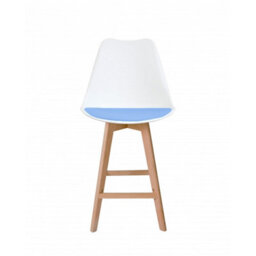 Fusion Living Soho White & Light Blue Plastic Bar Stool With Light Wood Legs - thumbnail 6