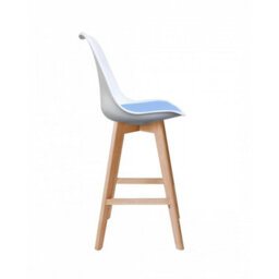 Fusion Living Soho White & Light Blue Plastic Bar Stool With Light Wood Legs - thumbnail 5