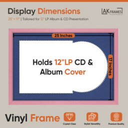 "AK Frames 25X17"" Pink Sleek Vinyl Record Frame With Blue Mount For 12 Inch Lp Cover & Disc - Overlapped Design" - thumbnail 2