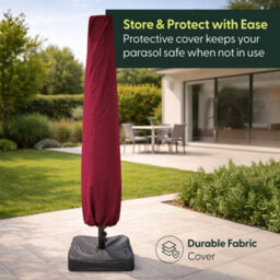 Keplin Double Garden Parasol With Base And Cover 4.5X2.7M, 12 Steel Ribs, 180Gsm Crank Handle, Polyester Canopy, Dark Red - thumbnail 9