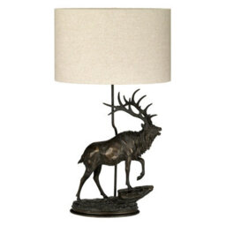 Elegant Large Table Lamp With Natural Hessian Shade And Bronze Patina Finish - thumbnail 2