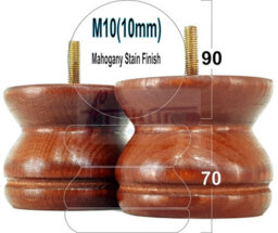 L&F Turned Wood Legs Mahogany Stain 70mm High Set Of 4 Replacement Furniture Bun Feet Settee Chairs Sofas Footstools M10 Shn215