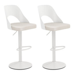 Costway Bar Stools Set Of 2 Ergonomic Counter Height Stools-White