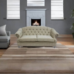 Chesterfield 3 Seater Camden Ripple Honey Fabric Sofa Bespoke In Victoria Style - thumbnail 4