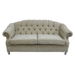 Chesterfield 3 Seater Camden Ripple Honey Fabric Sofa Bespoke In Victoria Style - thumbnail 1
