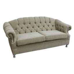 Chesterfield 3 Seater Camden Ripple Honey Fabric Sofa Bespoke In Victoria Style - thumbnail 2