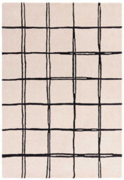 Monochrome Chequered Wool Modern Shaggy Handmade Rug For Living Room Bedroom & Dining Room-120Cm X 170Cm - thumbnail 5