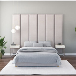 Aspire 45Cm X 210Cm Large Upholstered Headboard Wall Panel, Kimiyo Linen Silver - thumbnail 4