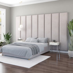 Aspire 45Cm X 210Cm Large Upholstered Headboard Wall Panel, Kimiyo Linen Silver - thumbnail 1