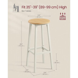 Songmics Kitchen Bar Stool Set Of 2, Counter Height Chairs, Dining Room Seating With Footrest, Golden Oak And White - thumbnail 2
