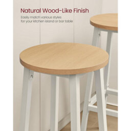 Songmics Kitchen Bar Stool Set Of 2, Counter Height Chairs, Dining Room Seating With Footrest, Golden Oak And White - thumbnail 3