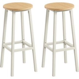 Songmics Kitchen Bar Stool Set Of 2, Counter Height Chairs, Dining Room Seating With Footrest, Golden Oak And White - thumbnail 6