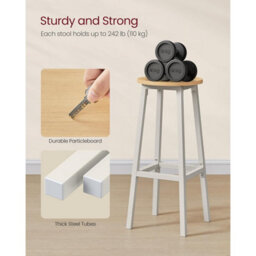 Songmics Kitchen Bar Stool Set Of 2, Counter Height Chairs, Dining Room Seating With Footrest, Golden Oak And White - thumbnail 4