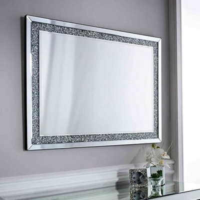 DEENZ X Large Crushed Diamond Jewelled Gems Crystal Mirror 80X120Cm