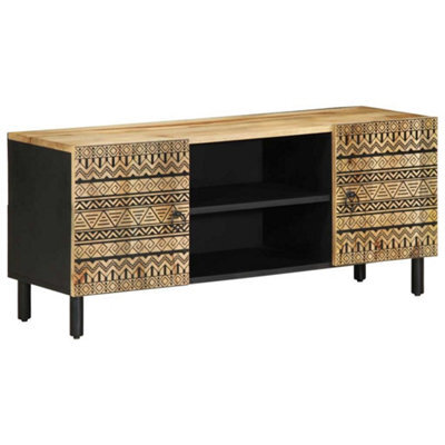 Berkfield Tv Cabinet Black 105X33.5X46 Cm Solid Rough Wood Mango - image 1