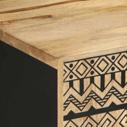 Berkfield Tv Cabinet Black 105X33.5X46 Cm Solid Rough Wood Mango - thumbnail 6