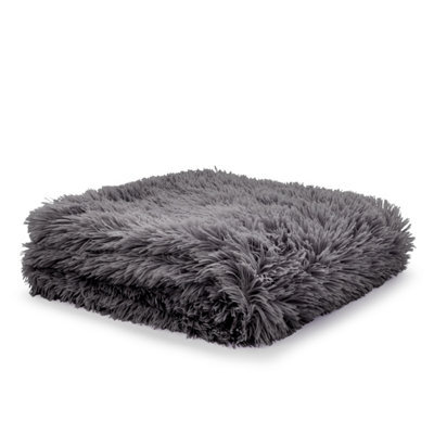Catherine Lansfield Downstairs Living Cuddly Deep Pile 150X200Cm Blanket Throw Charcoal Grey - image 1