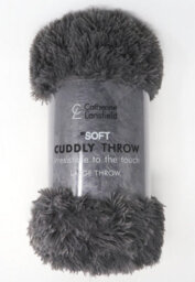 Catherine Lansfield Downstairs Living Cuddly Deep Pile 150X200Cm Blanket Throw Charcoal Grey - thumbnail 2