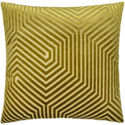 Paoletti Evoke Cut Velvet Cushion Cover, Olive, 55 X 55Cm