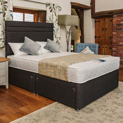 Divan Base Direct Venice Comfort Care Sprung Divan Bed Set 4Ft6 Double 4 Drawers Continental - Naples Slate - image 1