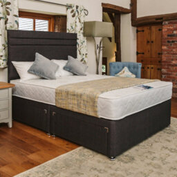 Divan Base Direct Venice Comfort Care Sprung Divan Bed Set 4Ft6 Double 4 Drawers Continental - Naples Slate - thumbnail 1