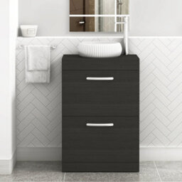 Royal Bathrooms Turin 500mm Freestanding Bathroom Vanity Unit With Sink 2 Drawer Hale Black & Milan Countertop Basin - thumbnail 1