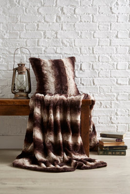 "Bellissimo Home Chocolate 45 X 45Cm (18"") Faux Fur Cushion Cover"
