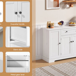 Abrihome Multifunctional Kitchen Sideboard, Cabinet With Drawer, Shelf Doors & Adjustable Shelves, Modern Design With Tip-Over Protection - thumbnail 2
