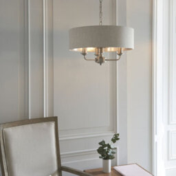 Ceiling Pendant Light - Brushed Chrome Plate & Natural Linen - 3 X 40W E14 - thumbnail 3