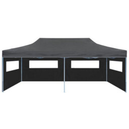 Berkfield Folding Pop-Up Partytent With Sidewalls 3X6 M Anthracite - thumbnail 2