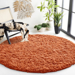 Ameha Shaggy Rugs, Rust 120X120 Cm Area Round Rug Living Room Bedroom Indoor/outdoor Mats - thumbnail 2