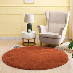Ameha Shaggy Rugs, Rust 120X120 Cm Area Round Rug Living Room Bedroom Indoor/outdoor Mats - thumbnail 3