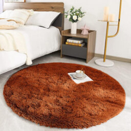 Ameha Shaggy Rugs, Rust 120X120 Cm Area Round Rug Living Room Bedroom Indoor/outdoor Mats - thumbnail 6