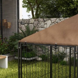 Pawhut Outdoor Dog House Kennel With Canopy Top & Lock Rotating Bowl Holder - thumbnail 9