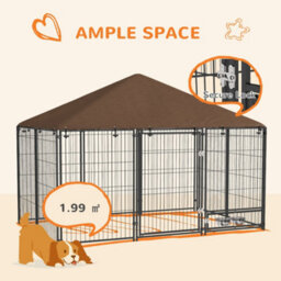 Pawhut Outdoor Dog House Kennel With Canopy Top & Lock Rotating Bowl Holder - thumbnail 8