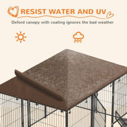 Pawhut Outdoor Dog House Kennel With Canopy Top & Lock Rotating Bowl Holder - thumbnail 5