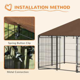 Pawhut Outdoor Dog House Kennel With Canopy Top & Lock Rotating Bowl Holder - thumbnail 7