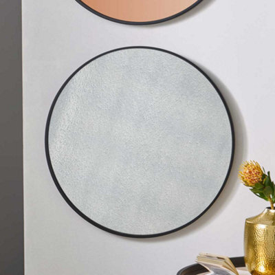 Pacific Lifestyle Black Wood Veneer And Foxed Glass Round Wall Mirror - image 1