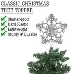 Shatchi Christmas Silver Glitter Star Tree Topper - Sparkling Star Decoration For Xmas Tree - Elegant Christmas Home Décor - thumbnail 3
