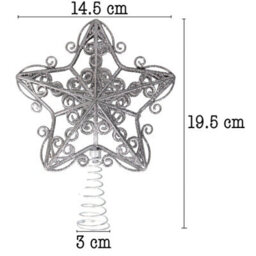 Shatchi Christmas Silver Glitter Star Tree Topper - Sparkling Star Decoration For Xmas Tree - Elegant Christmas Home Décor - thumbnail 2