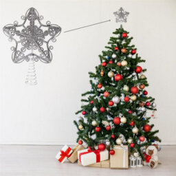 Shatchi Christmas Silver Glitter Star Tree Topper - Sparkling Star Decoration For Xmas Tree - Elegant Christmas Home Décor - thumbnail 5