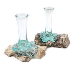 Molten Glass On Whitewash Wood - Vase - Small - thumbnail 3