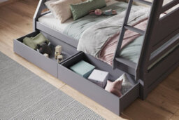 Flair Ollie Triple Wooden Bunk Bed With Drawers - Grey - thumbnail 5