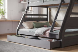 Flair Ollie Triple Wooden Bunk Bed With Drawers - Grey - thumbnail 4