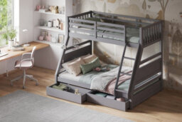 Flair Ollie Triple Wooden Bunk Bed With Drawers - Grey - thumbnail 2