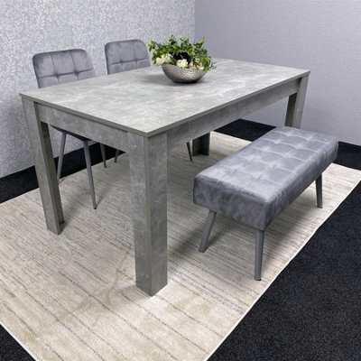 Kosy Koala Grey Wooden Dining Table Set With 2 Chairs And 1 Bench Dining Kitchen Furniture - image 1
